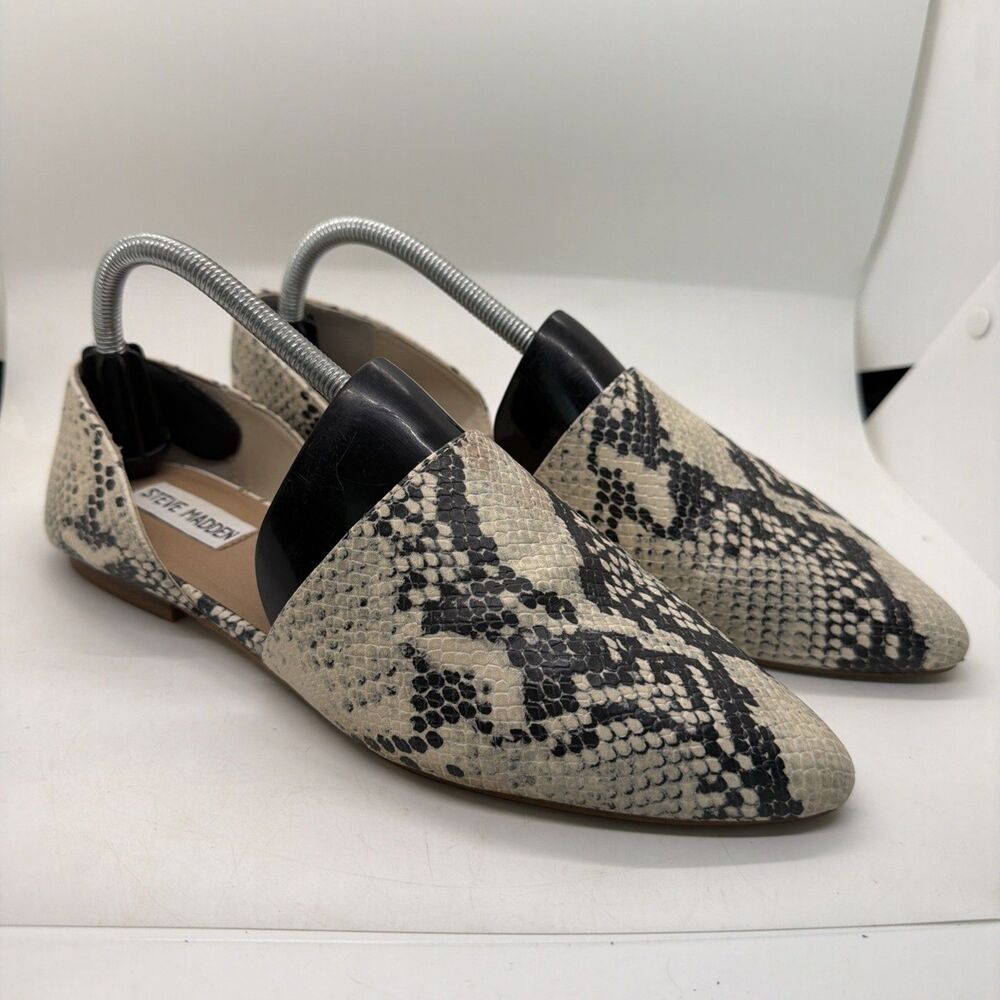 Steve Madden Talent Women’s Snakeskin Flats Black Beige Size 9.5 M